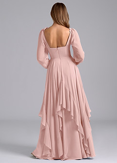 Azazie Karan Brautjungfernkleider A-Linie Langarm Chiffon Kleid Puderrosa image2