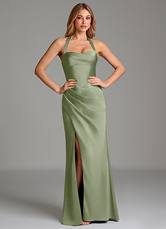 Azazie Serenity Bridesmaid Dresses Pistachio Mermaid Sweetheart Neckline Stretch Satin Dress image5