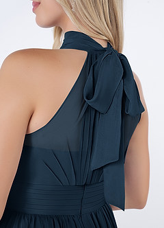Azazie Iman Bridesmaid Dresses Dark Navy A-Line A-Line Ruched Chiffon Dress image7