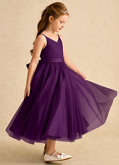 Azazie Patootie vestidos de niña de las flores Vestido de Uva de Tul de Corte En A con Tirante Espagueti image4