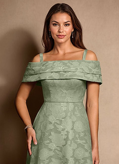 Azazie New Britain Mother of the Bride Dresses Agave A-Line Pleated Floral Burnout Dress image6
