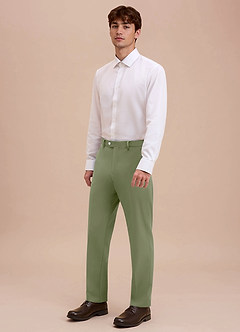 front Ethan Pistasch Raffinerade vävda klänningsbyxor