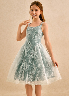 Azazie Cubbie Girls Formal Kukkatyttöjen mekot A-linja Pitsi Polvipituinen Mekko image3