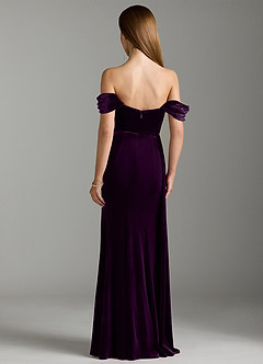 Azazie Amyra Bridesmaid Dresses Grape Sheath Off the Shoulder Velvet Convertible Dress image10