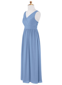 Azazie Kora Steel Blue A-Line Pleated Chiffon Dress image7