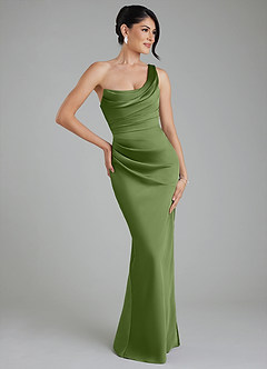 Azazie Sabrina Robes de demoiselle d'honneur Robe Sirène en Satin extensible Corset Genévrier image1