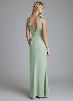 Azazie Taro At-home Try On Dresses Agave Sheath Bow Chiffon Dress image2