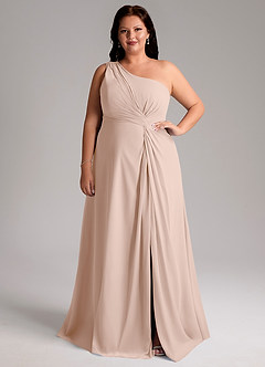 Azazie Brooke Brautjungfernkleider A-Linie One-Shoulder Chiffon Kleid Englisches Rosa image11