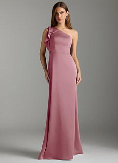 Azazie Rinna Bridesmaid Dresses Vintage Mauve Mermaid Ruched Stretch Satin Dress image1
