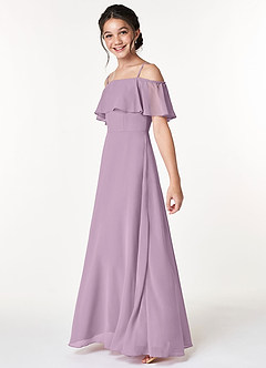 Azazie Maggie Junior Robe Trapèze en Mousseline de soie Épaule décolletée Glycine image5