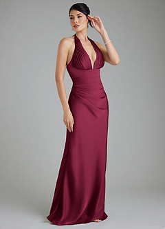 Azazie Torrance Bridesmaid Dresses Burgundy Mermaid Corset Stretch Satin Dress image6