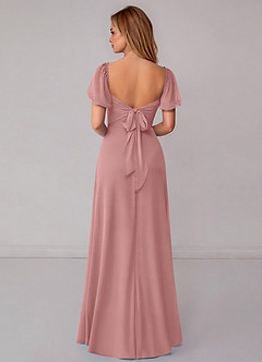 Azazie Fatima Robes de demoiselle d'honneur Robe Trapèze en Mousseline de soie avec poches Rose Poussiéreuse image5