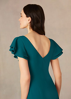 Azazie Peppermint Mother of the Bride Dresses Peacock Mermaid Scoop Ruched Stretch Crepe Dress image5