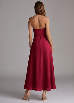 Azazie Wren Bridesmaid Dresses Burgundy A-Line Strapless Chiffon Dress image4