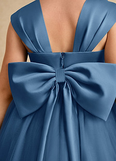 Azazie Chickadee Abiti da Ragazza di Fiori Abito Principessa in Raso Opaco Scollo a Cuore Crepuscolo image6