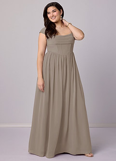 Barbie ♥ Azazie Bridesmaid Dresses Taupe A-Line Corset Chiffon Dress image11