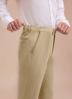 front Ethan Champagne Refined Weave Dress Pants