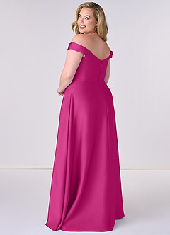 Barbie ♥ Azazie Bridesmaid Dresses Fuchsia A-Line Off the Shoulder Stretch Satin Convertible Dress image8