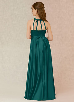 Azazie Arianthe Junior Peacock A-Line with Pockets Matte Satin Dress image2