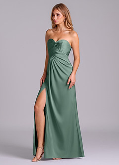 Azazie Sabrine Final Sale Eucalyptus A-Line Sweetheart Neckline Stretch Satin Dress image4