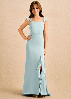 Azazie Novalie Girls Formal Robe Demoiselle D'honneur Fillette Robe Sirène en Satin extensible Arc Brume image4