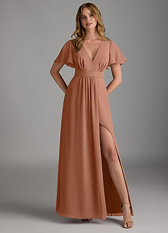 Azazie Zaniah Bridesmaid Dresses Bronzer A-Line Chiffon Dress image1