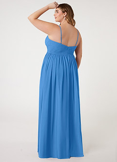 Azazie Alia Bridesmaid Dresses Blue Jay A-Line Pleated Chiffon Dress image9