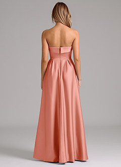 Azazie Lucienne Bridesmaid Dresses Coral A-Line Strapless Stretch Satin Convertible Dress image7