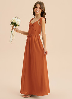 Azazie Izzy Junior Cinnamon A-Line Pleated Chiffon Dress image5