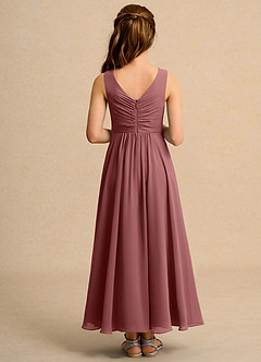 Azazie Ducky Junior Formal Sukienki dla dziewczynek sypiących kwiaty Linia A Pofałdowany Szyfon Długość kostki Sukienka image2