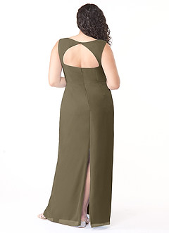 Azazie Flori Bridesmaid Dresses Willow Green Sheath Square Neckline Chiffon Dress image8