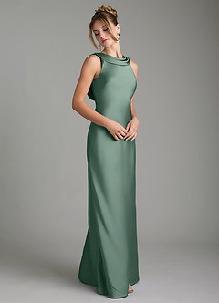 Azazie Aussie Bridesmaid Dresses Eucalyptus Sheath Pleated Stretch Satin Dress image5