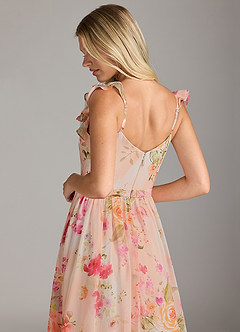 Azazie Nalin Bridesmaid Dresses Abstract Bouquet Floral A-Line Ruched Chiffon Dress image2