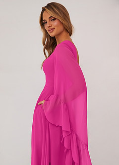 Barbie ♥ Azazie Jurken voor bruidsmeisjes Jurk van Chiffon met A-Lijn Lange mouw Barbie Roze image6