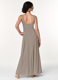 Azazie Simoan Junior Abito A-Line in Chiffon Scollo a Cuore Taupe image2