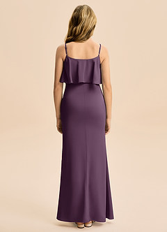 Azazie Galene Junior Vestido de Ciruela de Satén Elástico de Corte Sirena image2