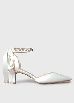 Crystal Satin Ribbon Pumps