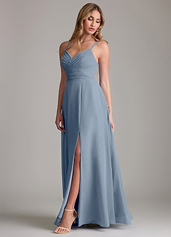 Azazie Terese Vestidos de damas de honor Vestido de Crepúsculo de Gasa de Corte en A con Plisado image4