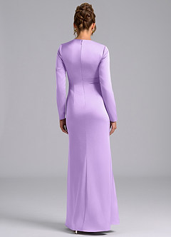 Azazie Tria Bridesmaid Dresses Lilac Mermaid Long Sleeve Stretch Satin Dress image2