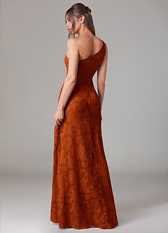 Azazie Ellianna Jurken voor bruidsmeisjes Jurk van Bloemen Burn-out met A-lijn One-shoulder Paprika image4