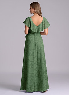 Azazie Lainey Brudtärnklänningar Klä av A-Linje i Blommig Utbrändhet med fickor Eukalyptus image2