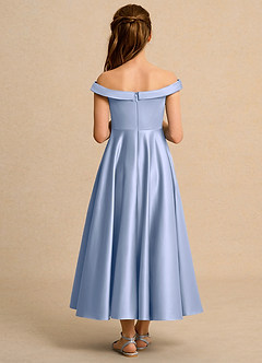 Azazie Teeny Junior Formal Abiti da Ragazza di Fiori Abito A-Line in Raso Opaco Plissettato Ghiaccio image2