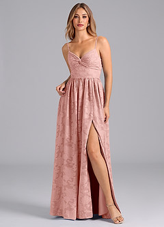 Azazie Zeya Robes de demoiselle d'honneur Robe Trapèze en Blumen-Burnout Arc Rosette image7
