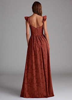 Azazie Denisse Robes de demoiselle d'honneur Robe Trapèze en Blumen-Burnout Rayé Terracotta image3