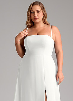 Azazie Wren Bridesmaid Dresses White A-Line Side Slit Chiffon Convertible Dress image10