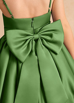 Azazie Davine Flower Girl Dresses Basil A-Line Spaghetti Strap Matte Satin Dress image10