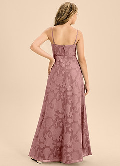 Azazie Kaylee Junior A-Linie Gürtel/Schärpe Blumen-Burnout Kleid Altrosa image2