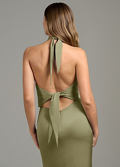 Azazie Francesca Bridesmaid Dresses Pistachio Sheath Stretch Satin Dress image6
