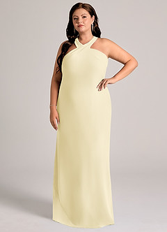 Azazie Doretta Brudtärnklänningar Klä av Sjöjungfru i Chiffong Plisserad Citronsorbet image8