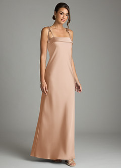 Azazie Ellia Bridesmaid Dresses English Rose Sheath Bow Stretch Satin Dress image3
